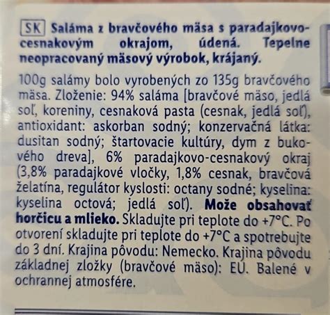 Etiketa s výživovými hodnotami kuracieho mäsa