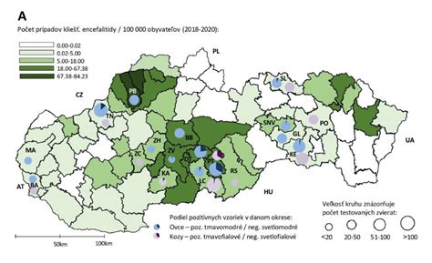 Mapa rizikových oblastí kliešťovej encefalitídy na Slovensku