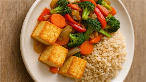 Tofu s ryžou a zeleninou