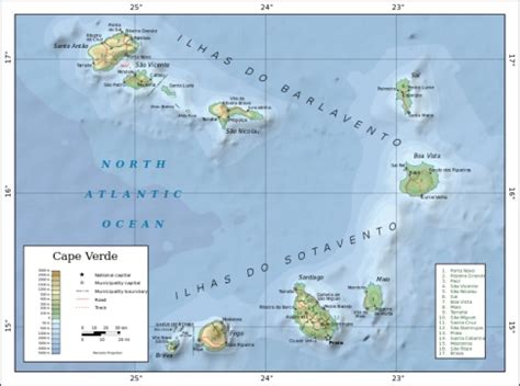 Mapa Kapverdských ostrovov
