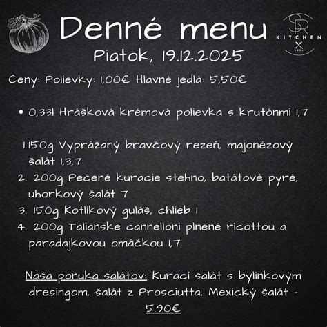 Ukážka šalátov a dezertov z denného menu