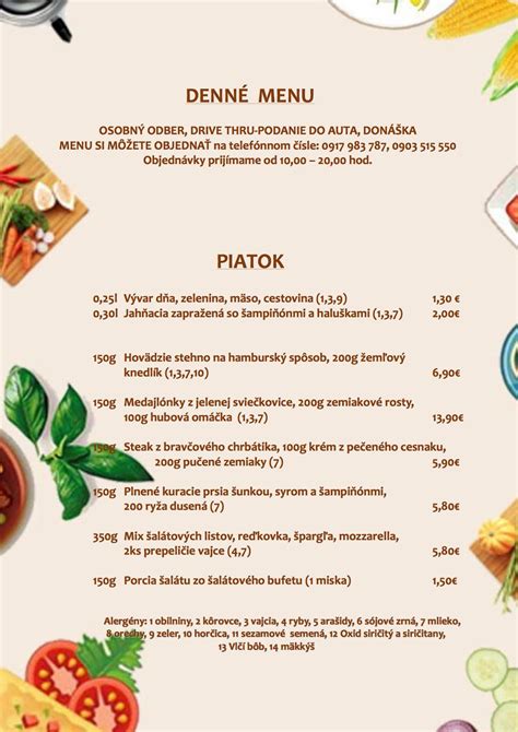 Ukážka jedla z denného menu Radnická