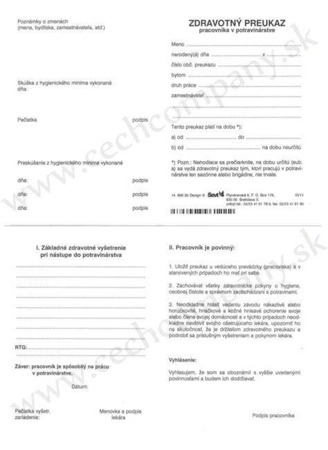 Zdravotný preukaz a hygienické minimum