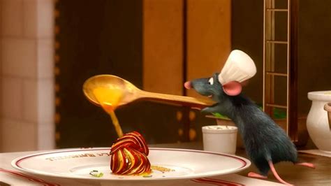 Scéna z filmu Ratatouille, kde Remy varí