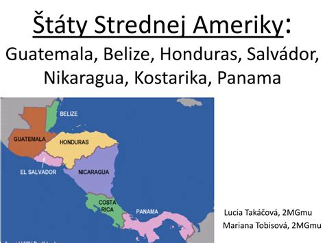 Mapa krajín Strednej Ameriky s vyznačením historických