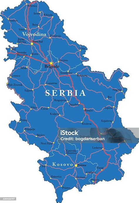 Mapa Srbska s vyznačenými regiónmi kulinárskych špecialít