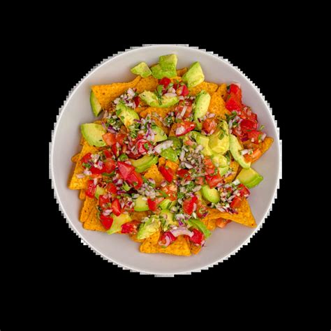 Tanier s veľkými nachos, syrom a salsou