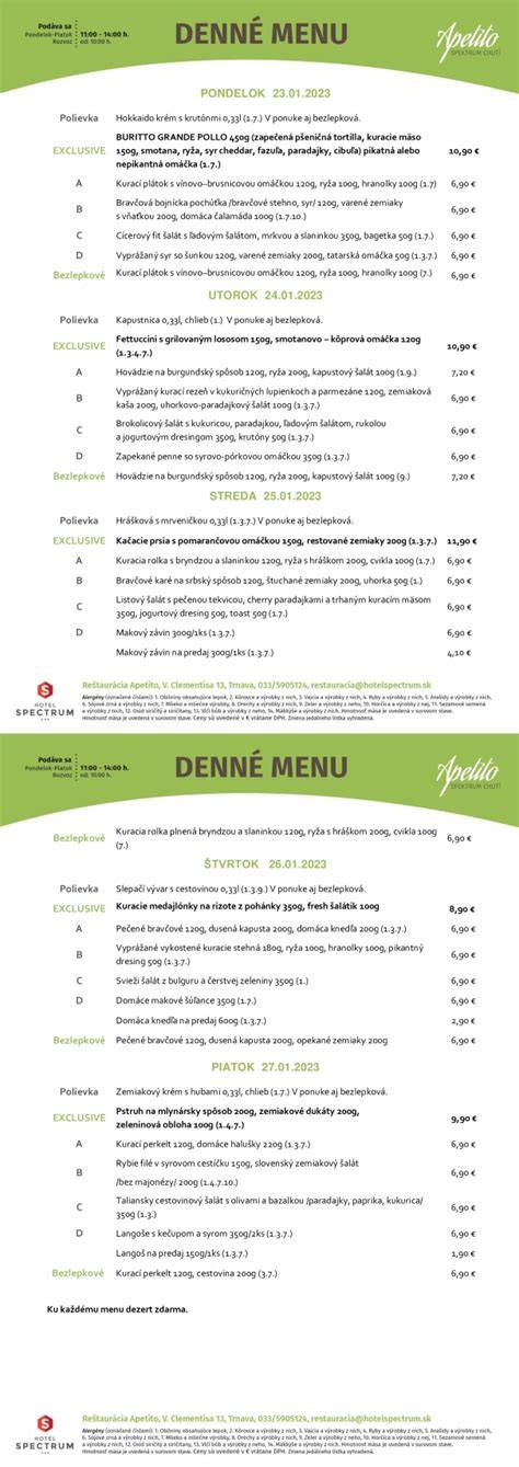 Denné menu reštaurácií v Prešove