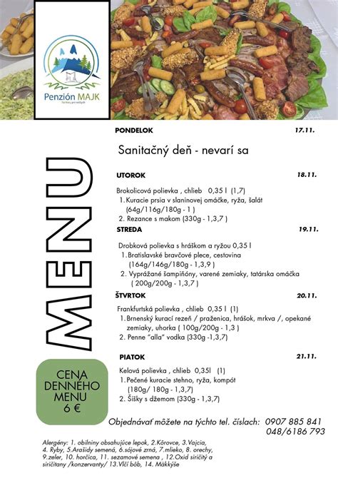 Fotka rôznych typov denného menu