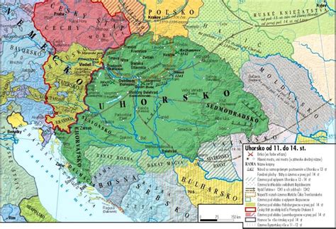 Historická mapa Uhorska s vyznačením etnických skupín