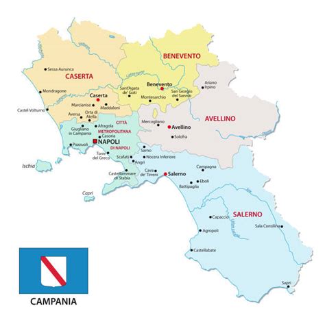 Mapa Kampánie, Taliansko - región výroby Mozzarelly di Bufala Campana
