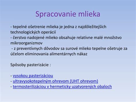 Schéma: Legislatívne rámce pre spracovanie mlieka