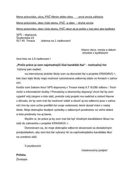 Infografika štruktúry formálneho listu s príkladmi fráz