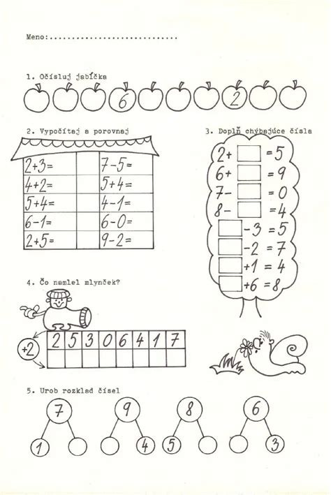 Pracovné listy pre školákov s matematickými úlohami