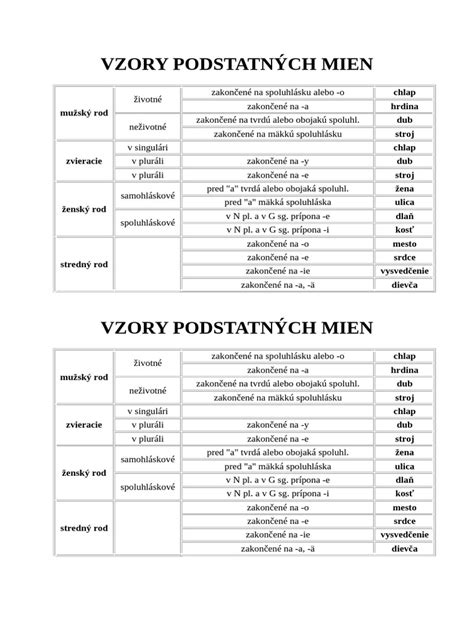 Infografika: Prehľad vzorov skloňovania mužských podstatných mien