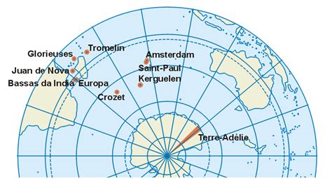 Mapa Francúzskych južných a antarktických území (TAAF)