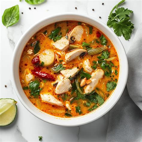 Fotografia misky s polievkou Tom Yum