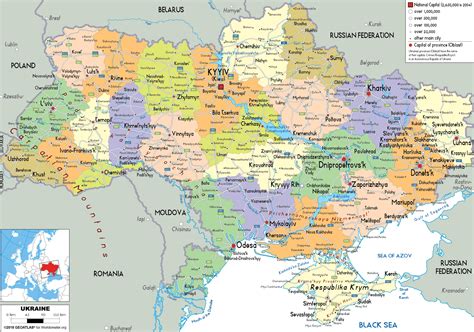 Mapa Ruska a Ukrajiny s vyznačenými regiónmi pôvodu polievok