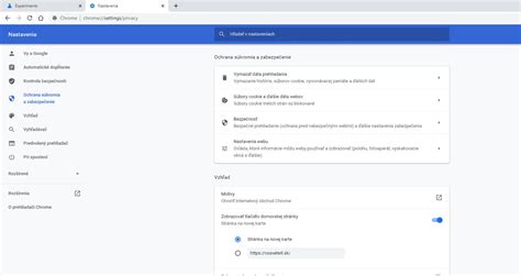 Ukážka nastavení ochrany súkromia v prehliadači