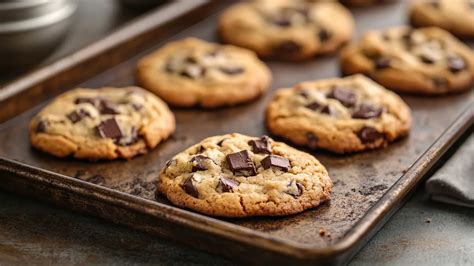Hotové, čerstvo upečené čokoládové cookies