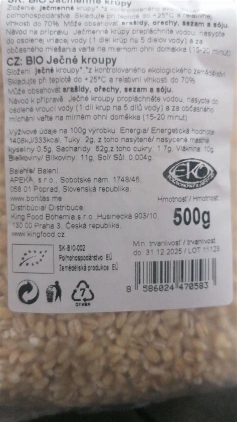 Jačmenné krúpy a ich nutričné hodnoty