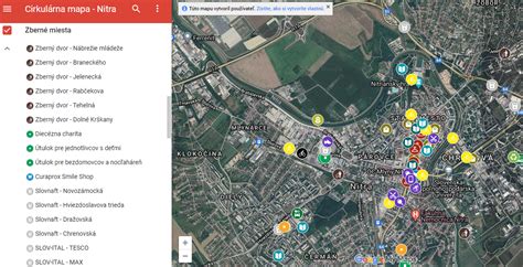 Mapa Nitry s vyznačenými reštauráciami a rozvozovými službami