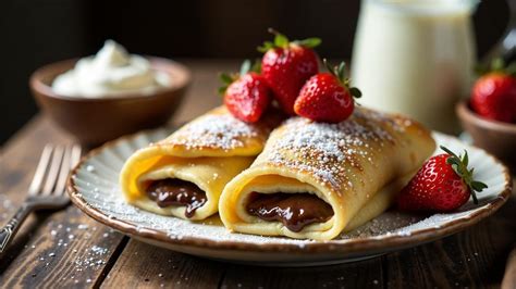 servírované čokoládové palacinky