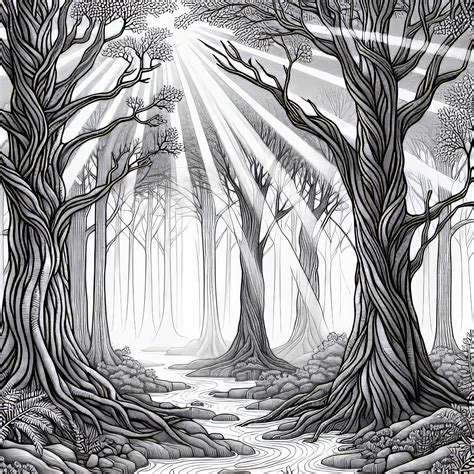 Ilustrácia: Strašidelný les s hmlou a stromami