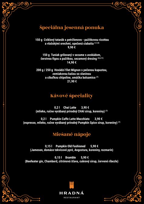 Špeciálne menu Reštaurácia Sedem Divov