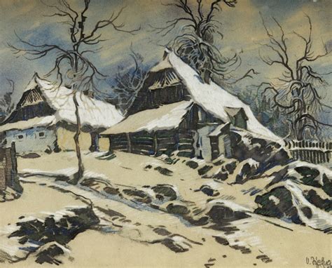 Ilustrácia chalupy v zime