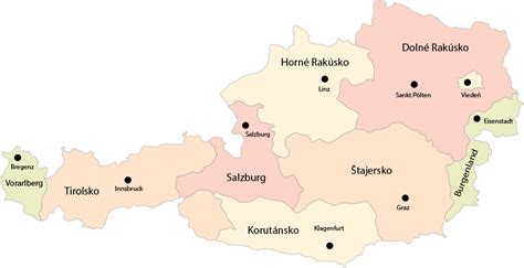Mapa spolkových krajín Rakúska