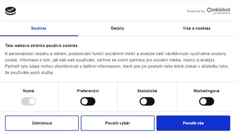 Príklad cookie lišty s predvoleným súhlasom