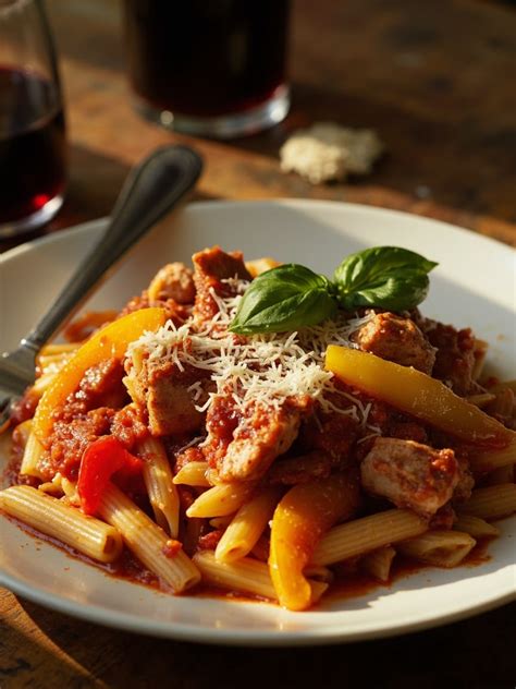 Hotové špaldové celozrnné penne s paradajkovou omáčkou a bazalkou