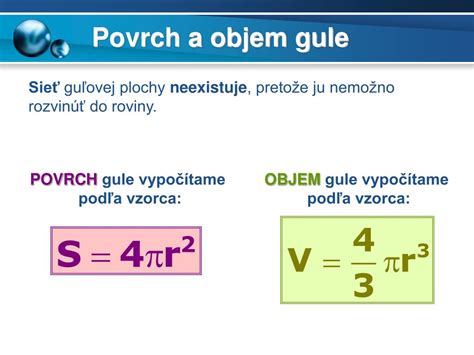 Ilustrácia gule s vyznačeným polomerom a priemerom