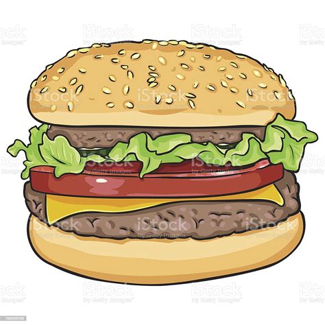 Kreslený hamburger s priehľadným pozadím