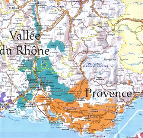 Mapa oblasti Provence vo Francúzsku
