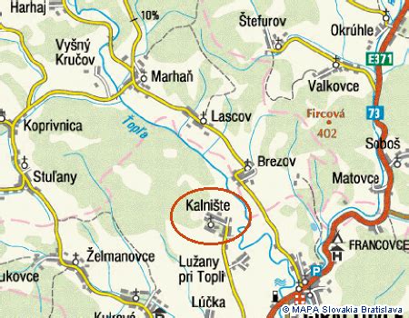 mapa okolia obce Ďurkov s vyznačenou polohou pizzerie