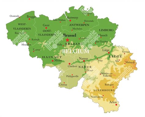 Mapa Belgicka s vyznačenými jazykovými oblasťami