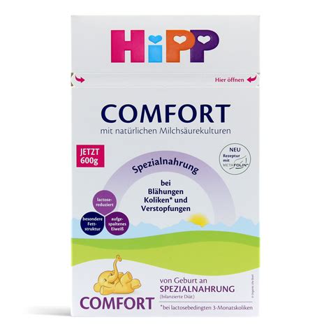 Dávkovacia tabuľka pre HiPP Comfort