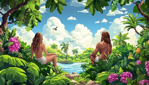 Ilustrácia: Adam a Eva sa skrývajú v záhrade