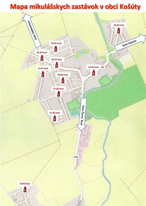 Mapa Galanty s vyznačenými čínskymi reštauráciami