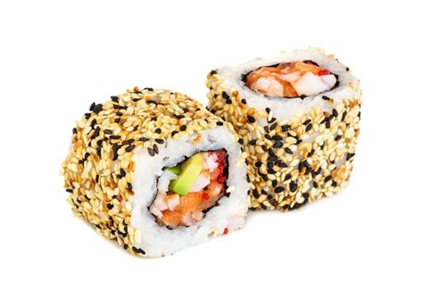 Uramaki rolka s ryžou na vonkajšej strane
