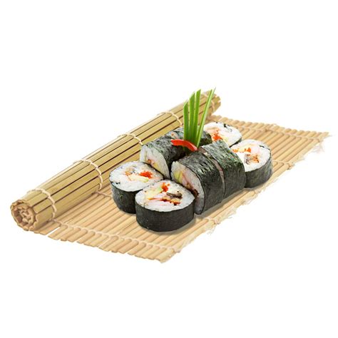 Bambusová podložka na rolovanie sushi s nori a ryžou