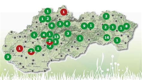 Mapa znázorňujúca vhodné miesta na zber žihľavy