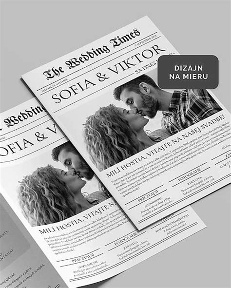 Svadobné noviny s personalizovaným obsahom