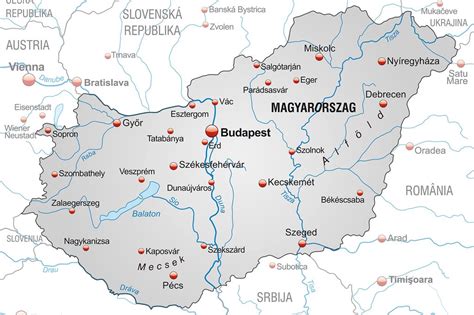Mapa Maďarska s vyznačenými regiónmi Halászlé