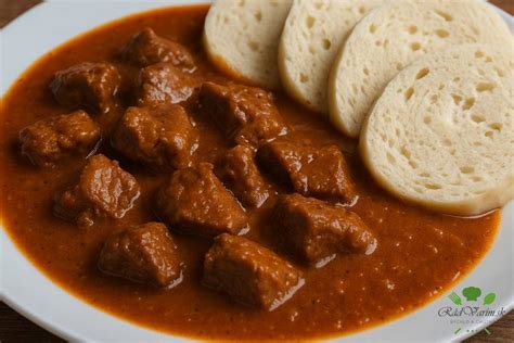 Fotografia hotového taniera s hubovým gulášom a knedľou