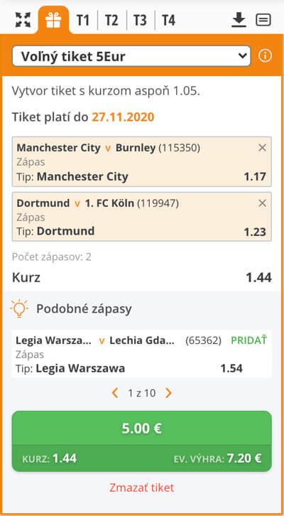 Ilustrácia stávkového tiketu s typom