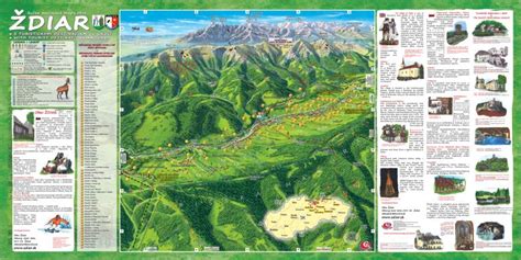 Mapa obce Ždiar a okolia s vyznačenými pohoriami