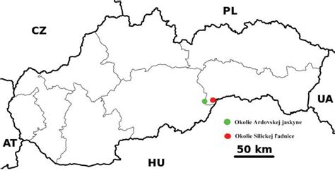 Mapa historických hrnčiarskych centier na Slovensku s vyznačením Spiša